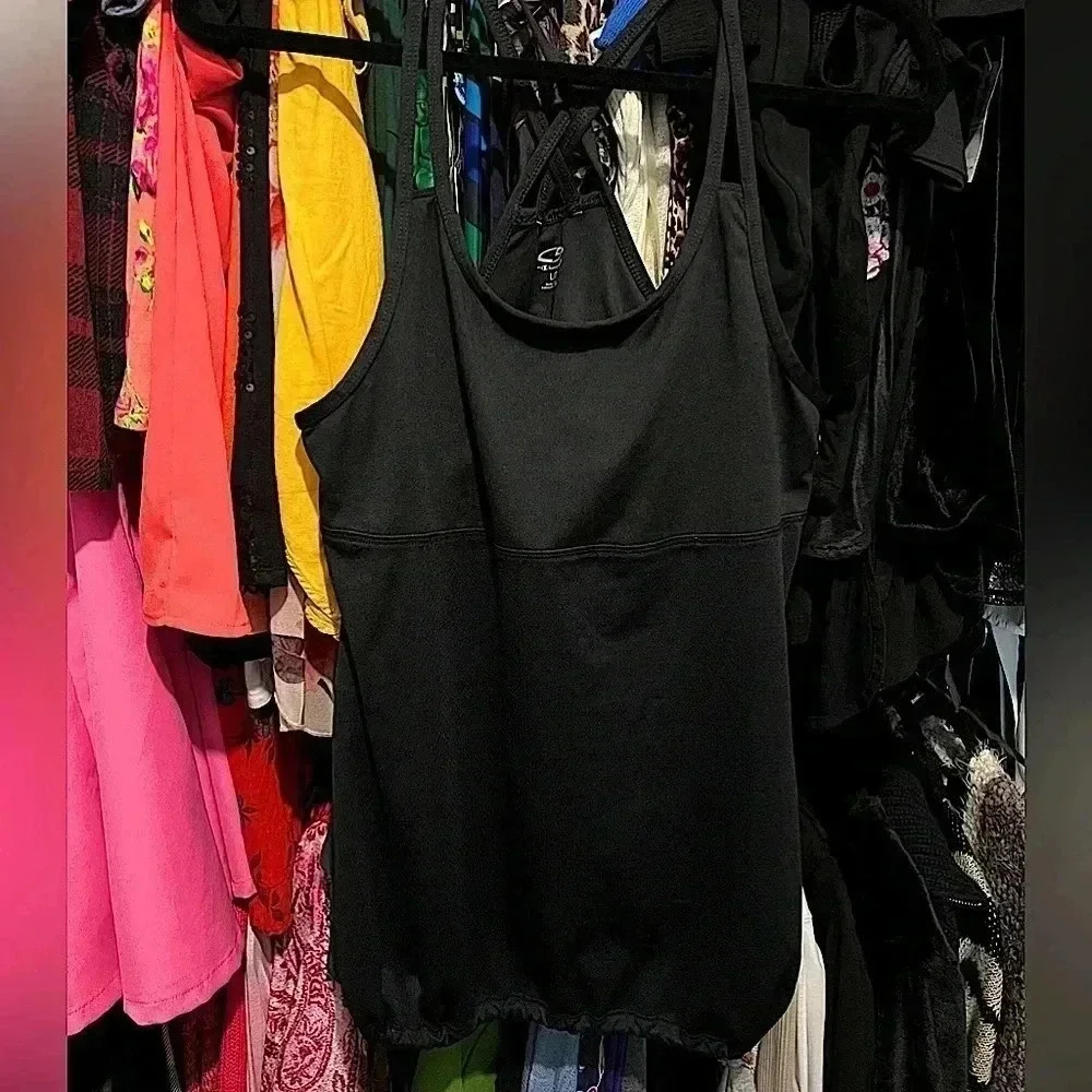 Champion Cinch Waist Black Workout Tank Built In Bra